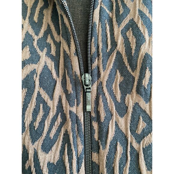 Rafael Sport Animal Print Brown Black Full Zip Stretch‎ Leisure Jacket Sz L - Picture 6 of 9